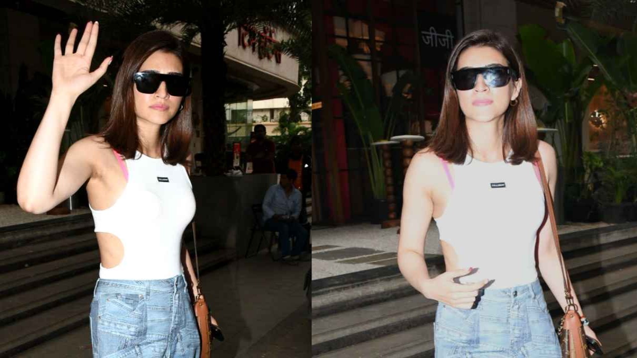 Kriti Sanon’s white bodysuit, patchy denims are the perfect street style; don’t miss her chic Louis Vuitton bag