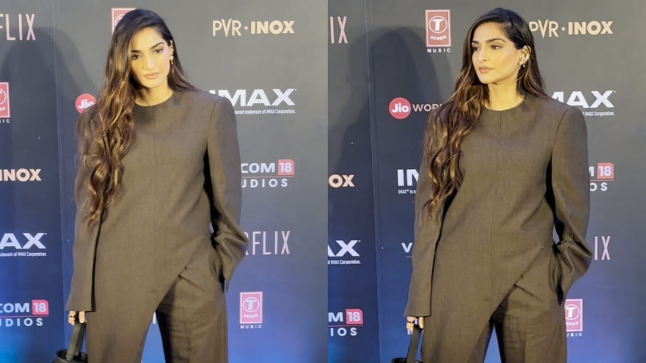 Sonam Kapoor looks unapologetically suave in an asymmetrical hem top and pants at Fighter screening