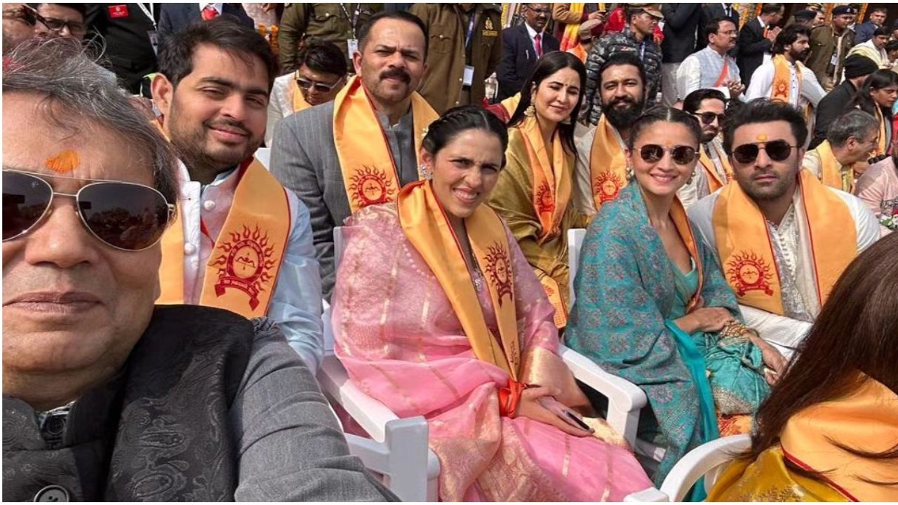 Alia Bhatt-Ranbir Kapoor, Katrina Kaif-Vicky Kaushal pose for selfie with Akash-Shloka Ambani at Ram Mandir inauguration 