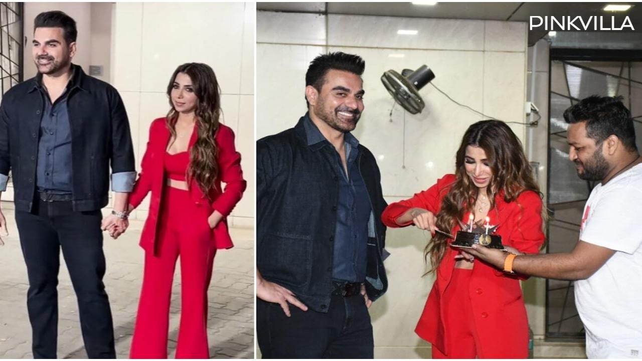 WATCH: Arbaaz Khan and Sshura Khan arrive at Sohail Khan’s house for her birthday bash; cut cake with paparazzi