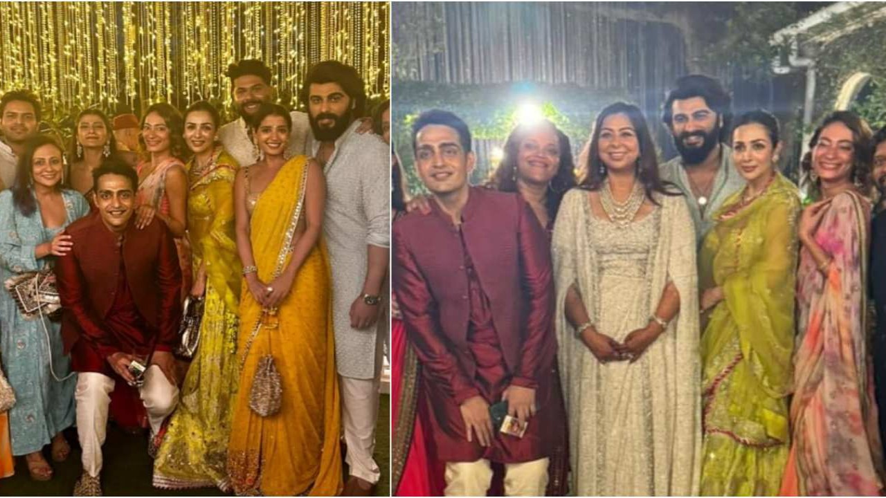 Malaika Arora-Arjun Kapoor dress up in ethnic for friend’s wedding; pose with Sonam Kapoor, Avantika Malik, others