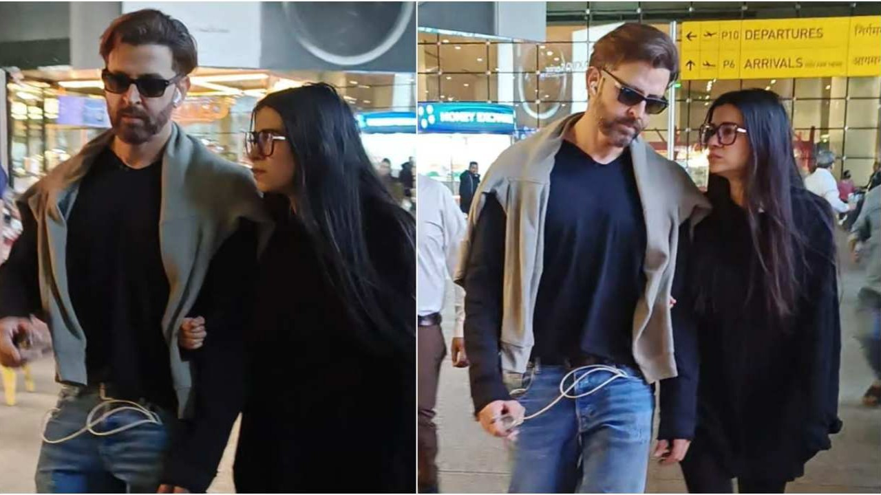 Saba Azad holds Hrithik Roshan close; lovebirds share a conversation as they return to Mumbai post New Year vacay-WATCH