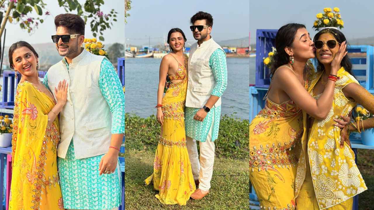 Tejasswi Prakash’s Bridal Vibes in Yellow Cowrie Shell Saree with Sexy Blouse
