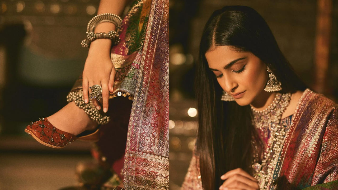 Sonam Kapoor in banarasi lehenga set and accessories