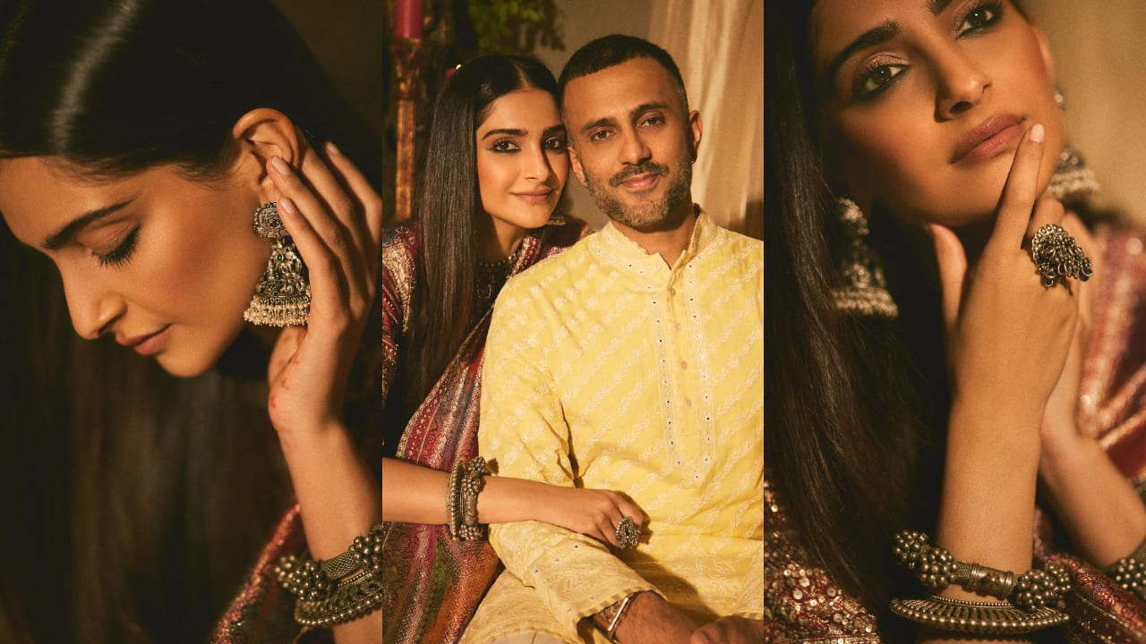 Sonam Kapoor in banarasi lehenga set and makeup