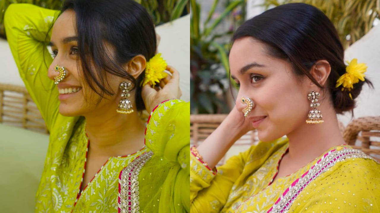 Makar Sankranti Outfit Ideas Inspired by Shraddha Kapoor's Paneled Neon Green Anarkali Kurta Set