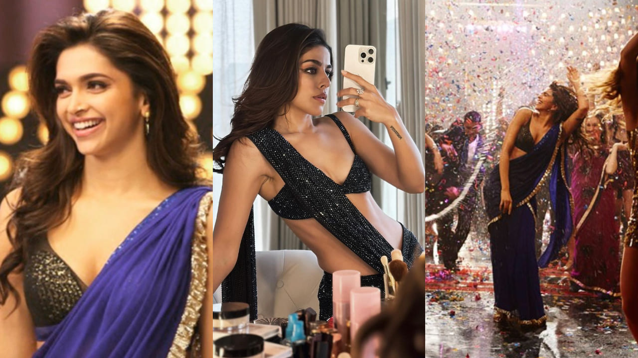 Alaya F in crystal embellished black saree reminded us of Deepika Padukone