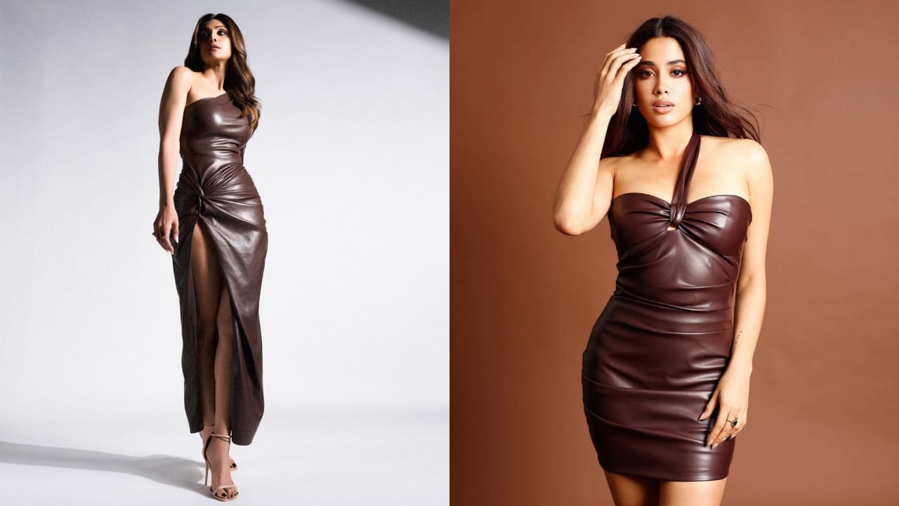 Shilpa Shetty & Janhvi Kapoor's Brown Leather Dress Style