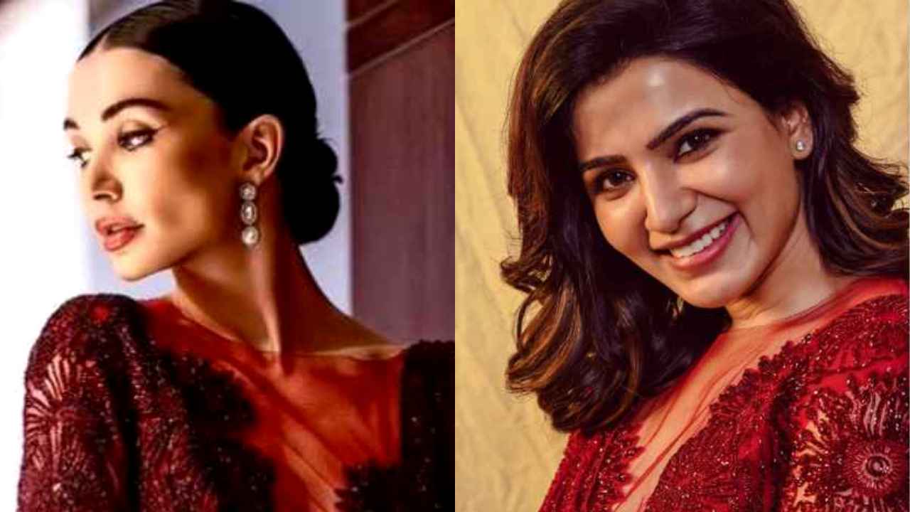 Samantha Ruth Prabhu & Amy Jackson in The Red Krésha Bajaj Readymade saree