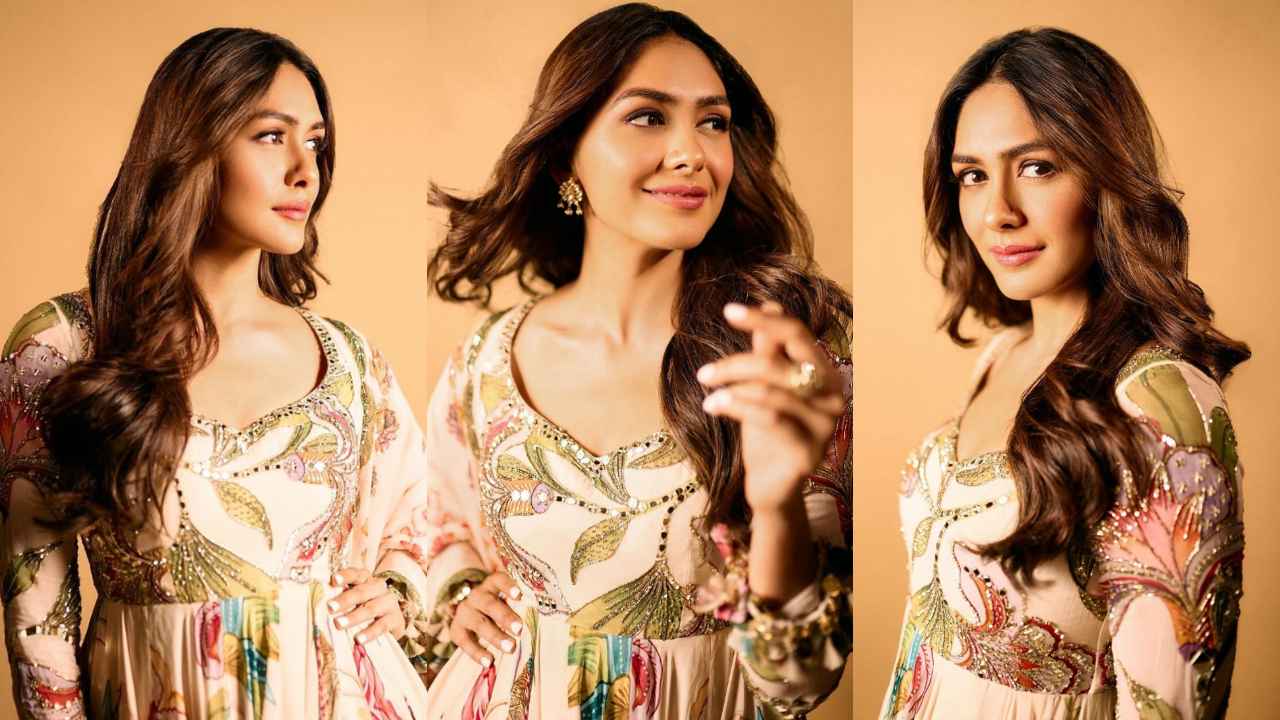 Mrunal Thakur Wear Multi Colored Floral Anarkali Suit Which Costs Rs 55,000