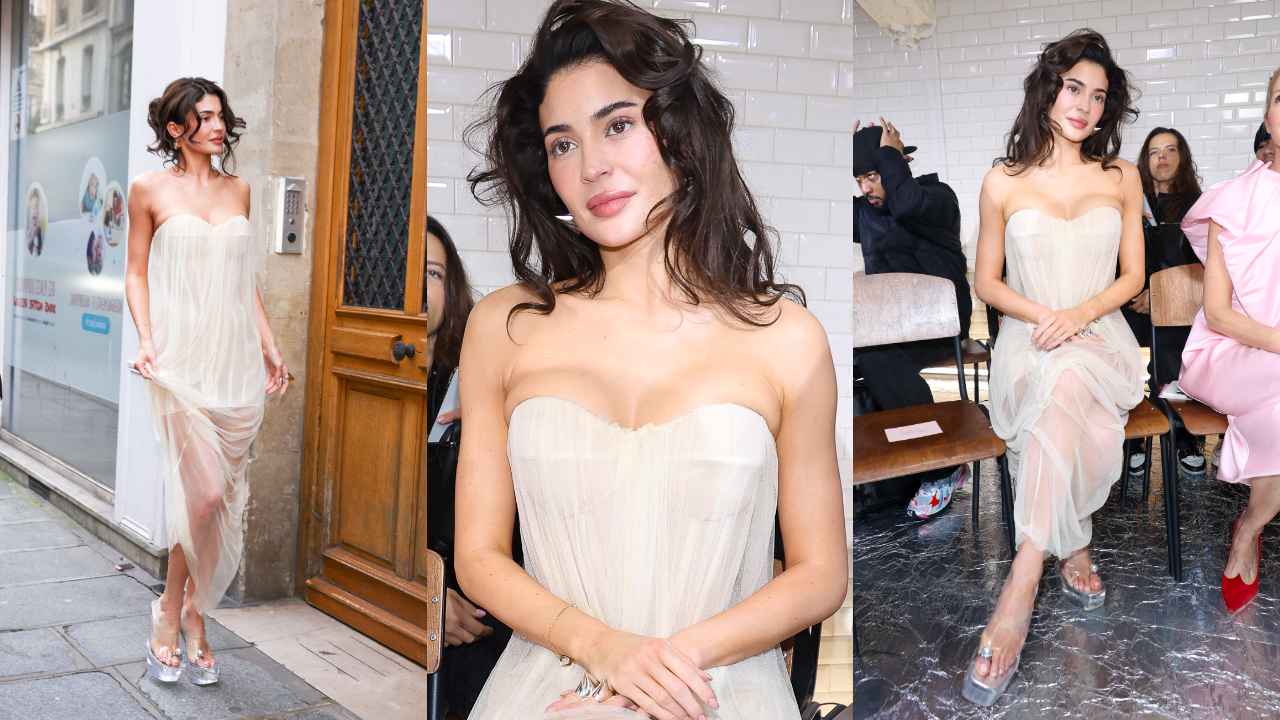 Kylie Jenner Looks Bold In Transparent White Jean Paul Gaultier Gown at Paris Fashion Week 2024