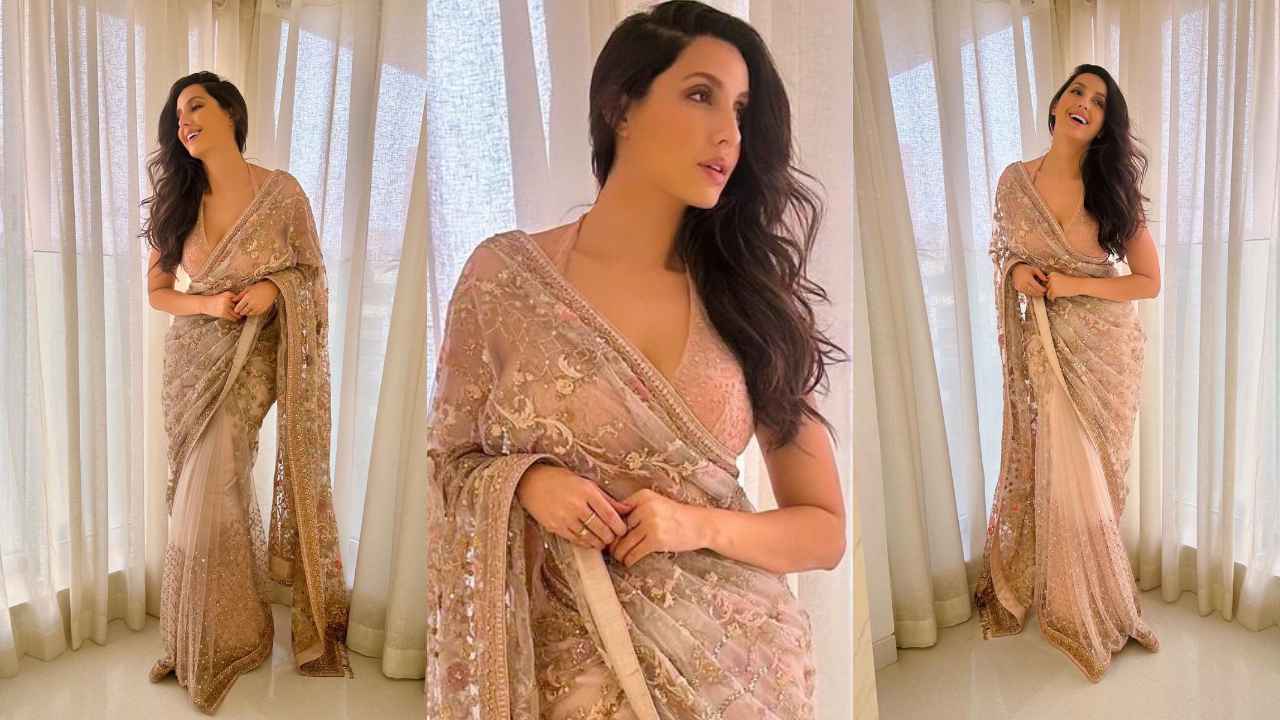Nora Fatehi’s nude-colored OOTD is a little slice of heaven with modernized halter blouse (PC: Nora Fatehi Instagram)