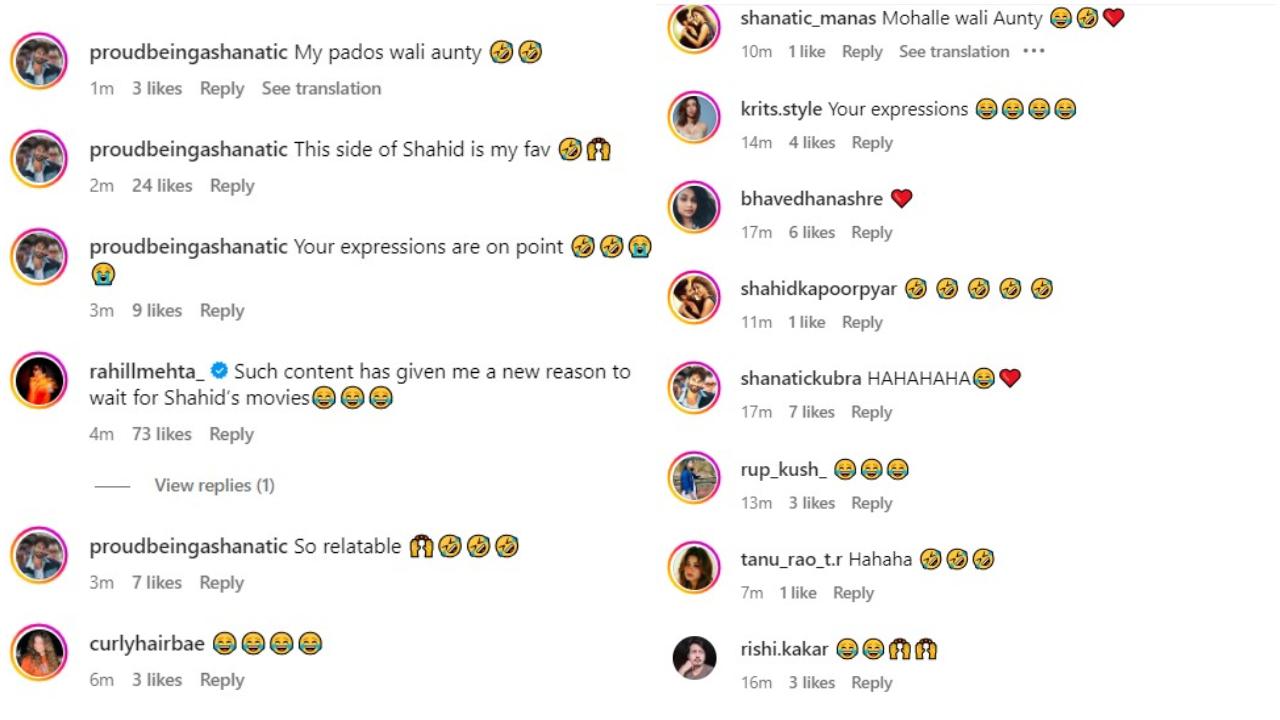 Shahid Kapoor Instagram Post Comment