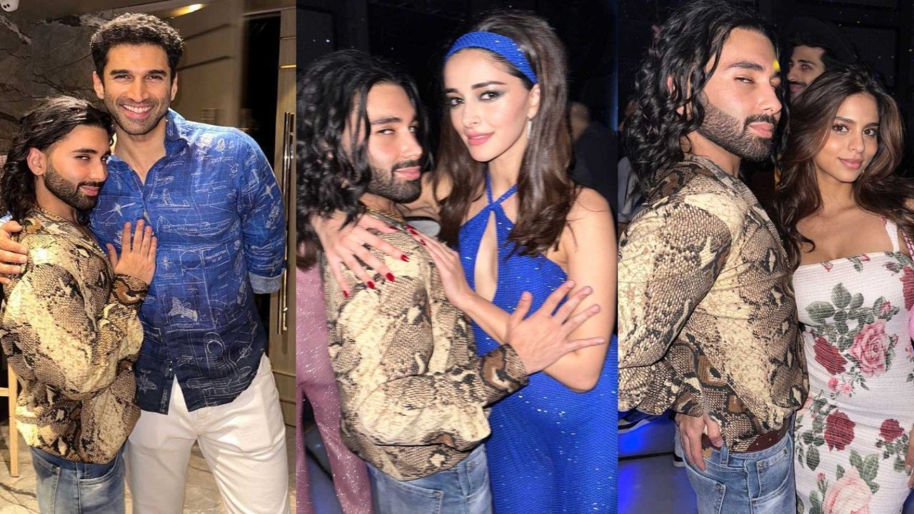 PICS: Ananya Panday-rumored beau Aditya Roy Kapur twin in blue at party; Suhana Khan, Shanaya Kapoor join