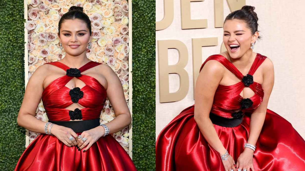 Golden Globes 2024: Selena Gomez modernizes 80’s frocks in vibrant red Armani Privé dress with fiery cut-outs