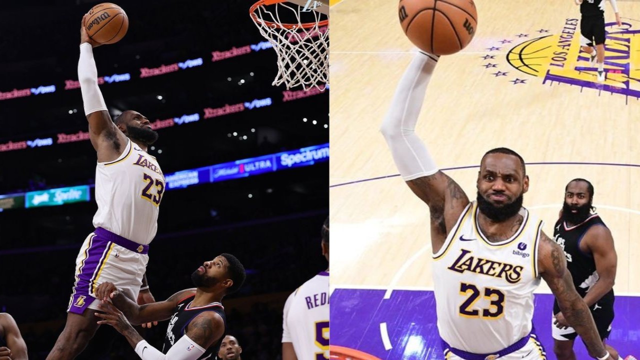 WATCH: LeBron James brutally puts Paul George on a poster during Clippers vs Lakers; NBA fans react