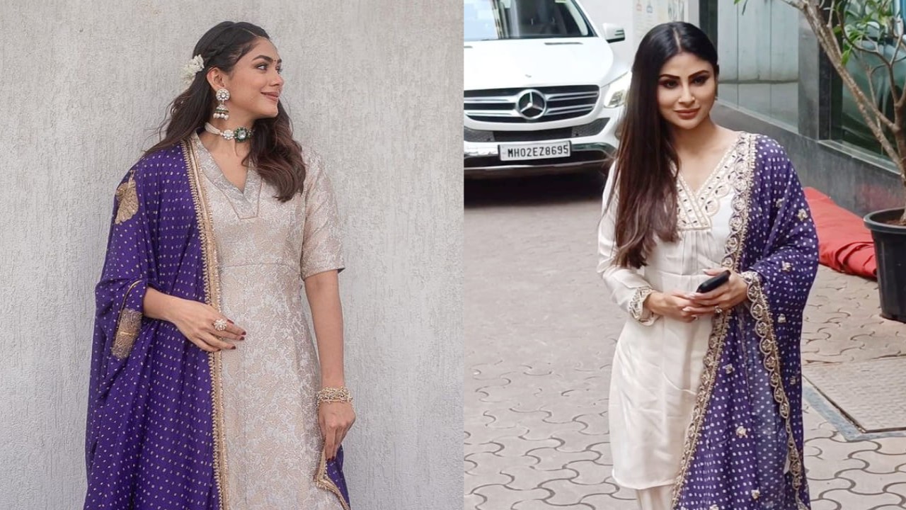 Fashion Face-Off: Mrunal Thakur vs Mouni Roy: Who wore this kurta set with the purple bandhani dupatta better?
