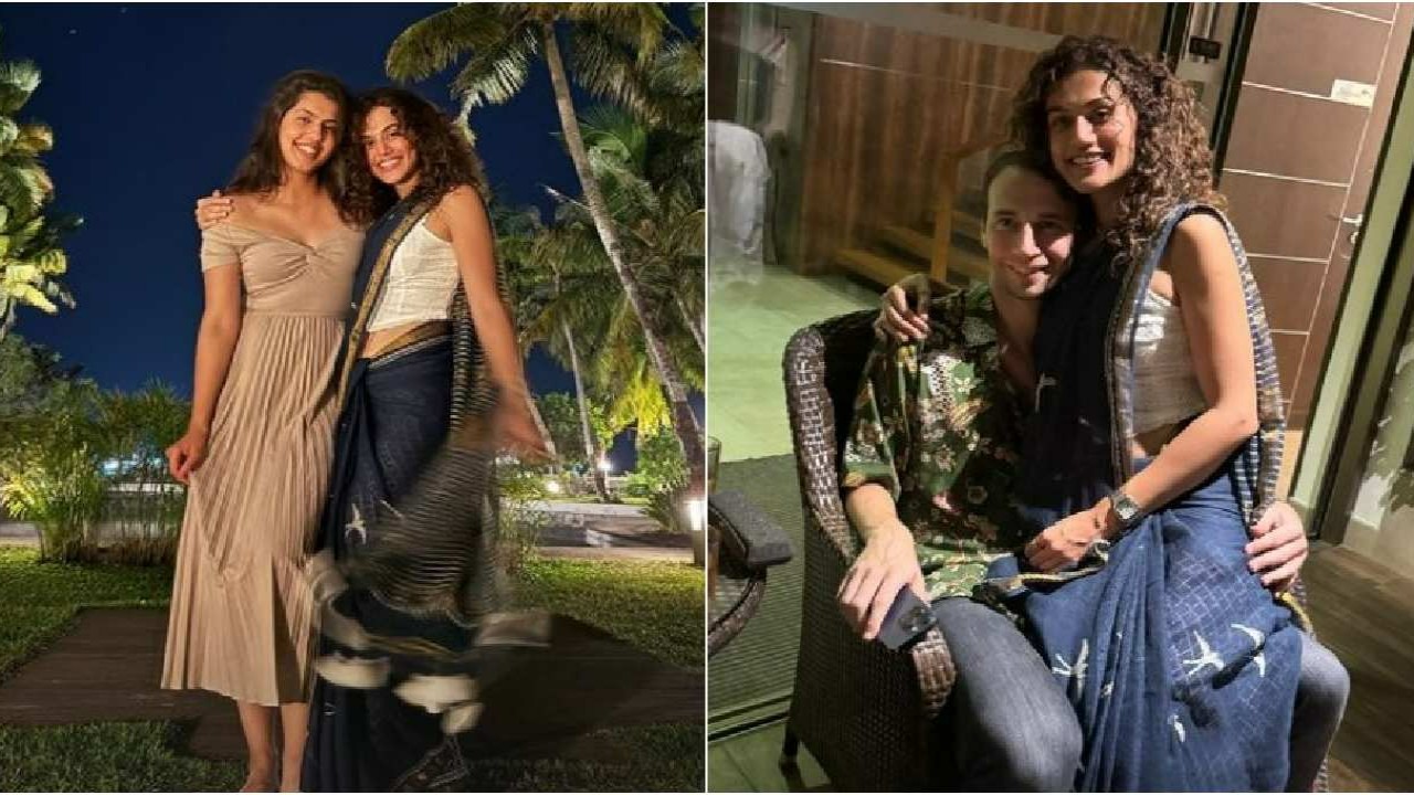 Dunki star Taapsee Pannu hugs BF Mathias Boe as they ring in New Year together; 'Entering 2024 with smile and saree’