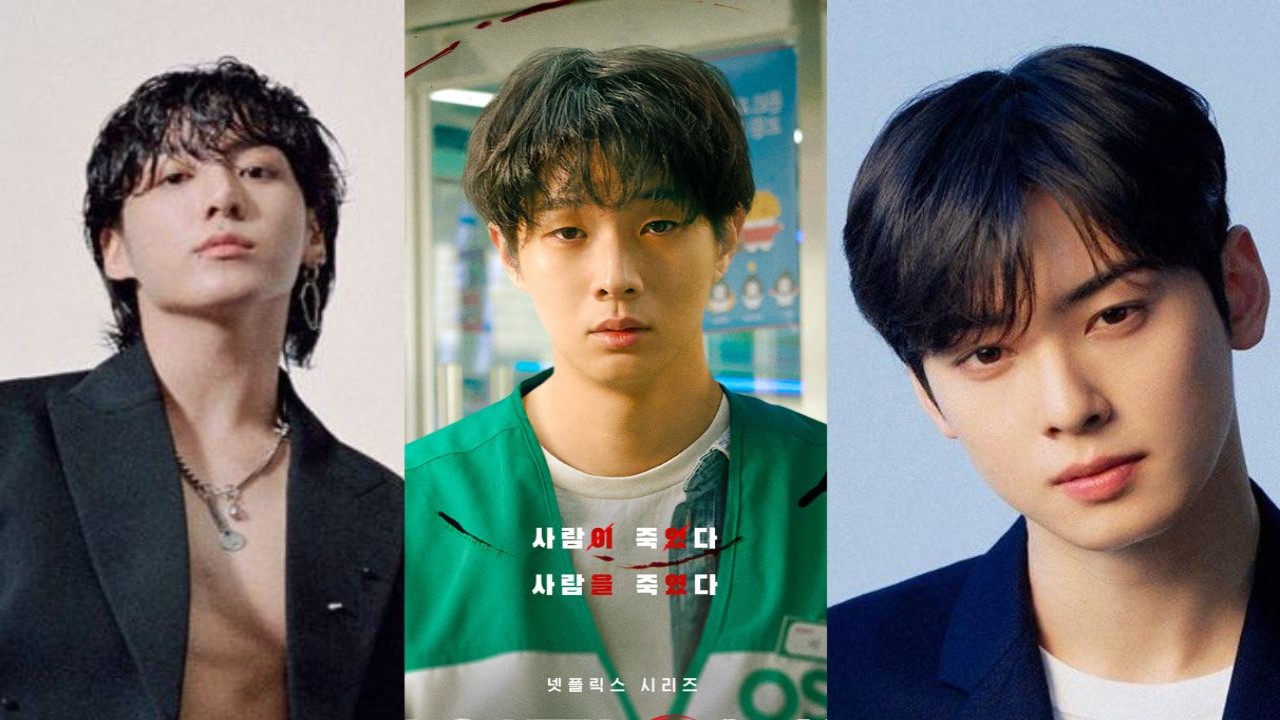 BTS' Jungkook, Choi Woo Shik and Cha Woo; Image Credit: BIGHIT MUSIC, Netflix, FANTAGIO