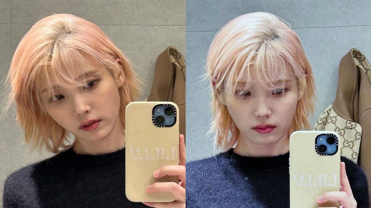 IU debuts pink blonde hair at airport ahead of solo comeback; Fans react to Milan Fashion Week look