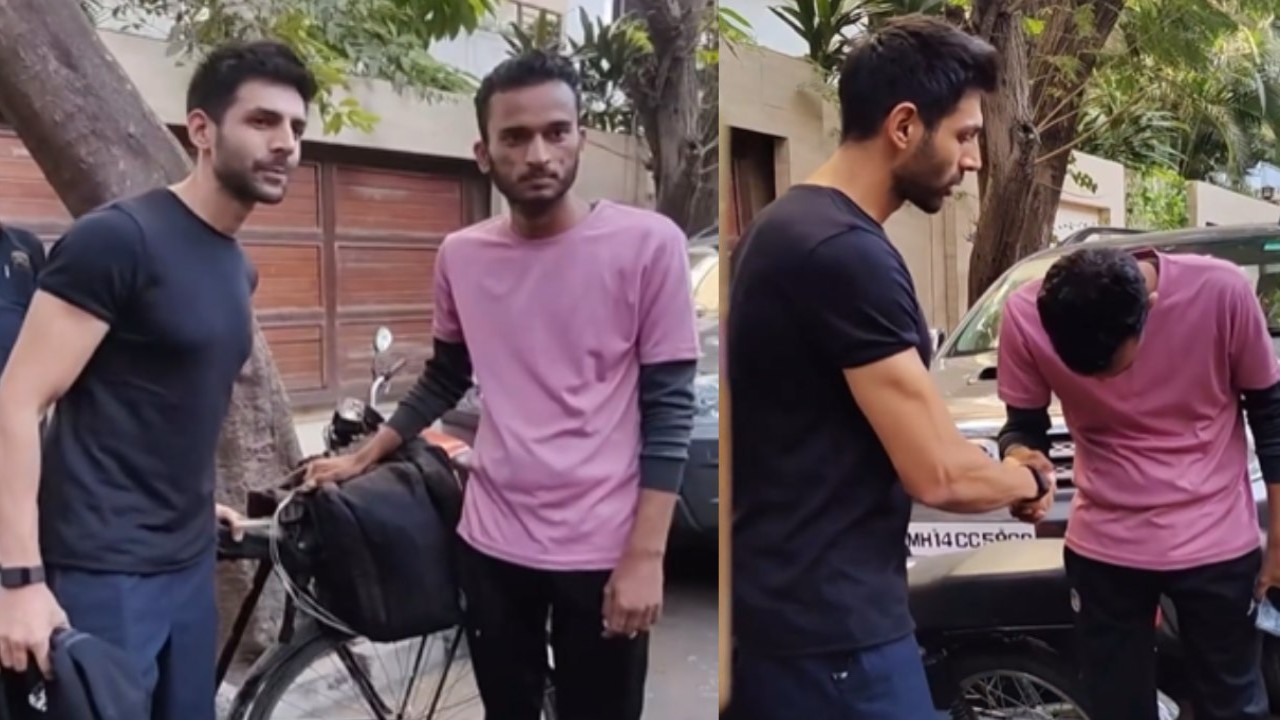 WATCH: Kartik Aaryan's die-hard fan travels for 1200 km on cycle from Jhansi to Mumbai to meet him