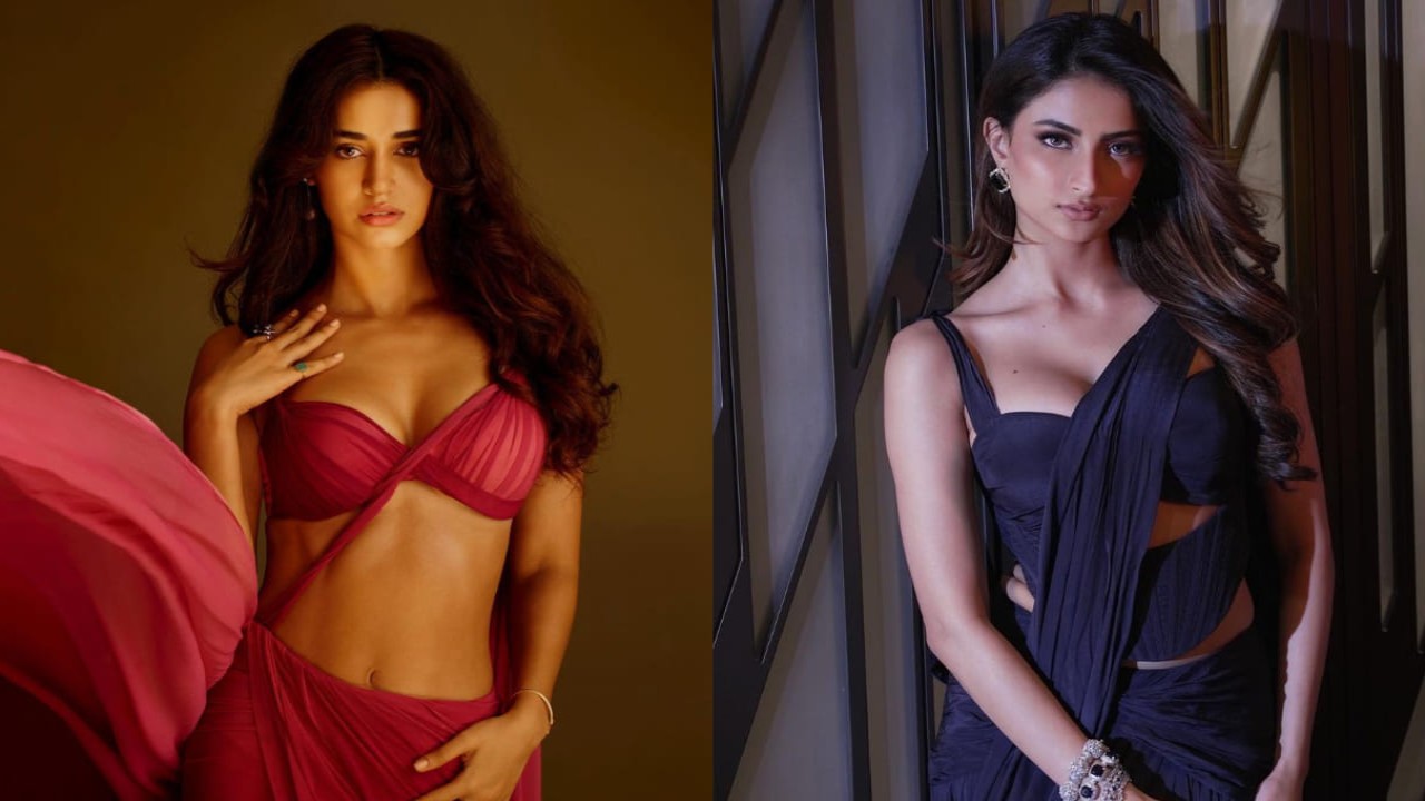 Fashion Face-Off: Disha Patani vs Palak Tiwari; who wore the solid-hued saree with corset blouse better?