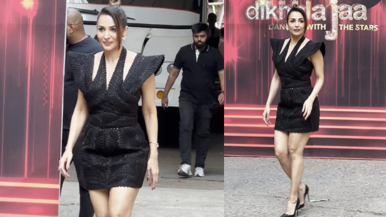 2Malaika Arora in black mini dress full lopok