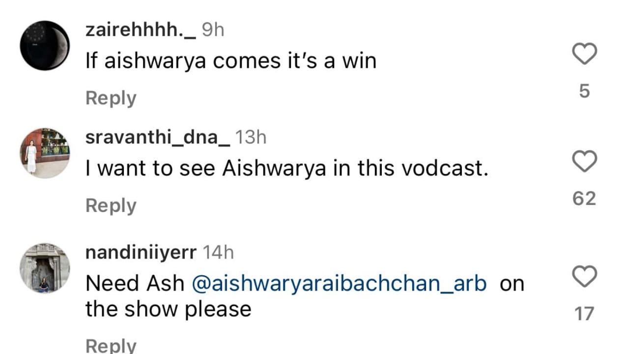 Fan comments demanding Aishwarya Rai Bachchan in What The Hell Navya
