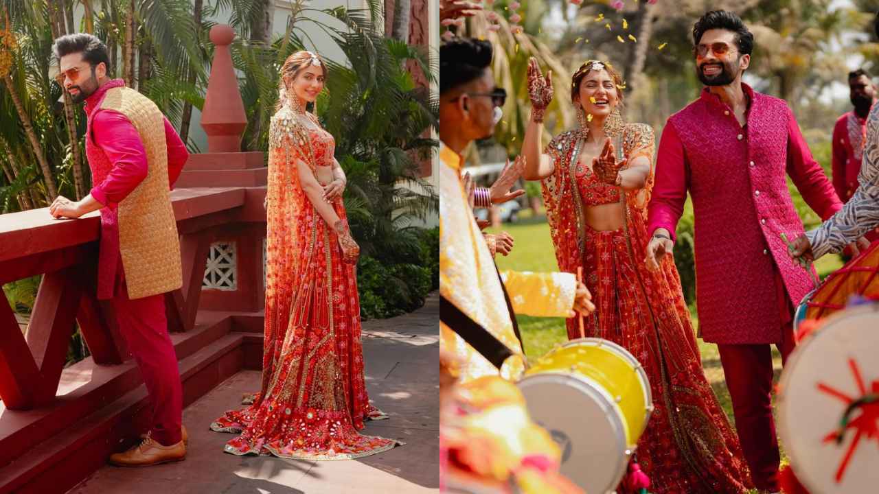 Rakul Preet Singh's orange and pink caped lehenga set took 680 hours of  intricate hand-embroidery to be made | PINKVILLA