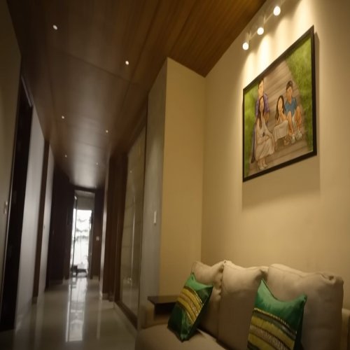 50 metre long hallway connecting inside of the house