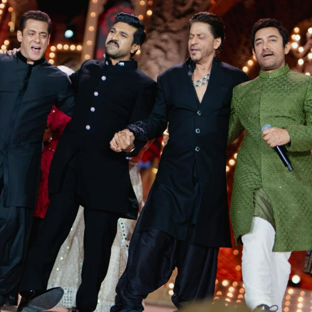 VIDEO: Ram Charan joins Salman Khan, Shah Rukh Khan and Aamir Khan for Naacho Naacho dance at Anant Ambani's Mela night