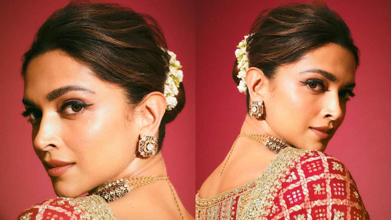 Deepika Padukone wears red gharchola bandhani saree at Anant-Radhika Merchant pre-wedding event (PC: Deepika Padukone Instagram)
