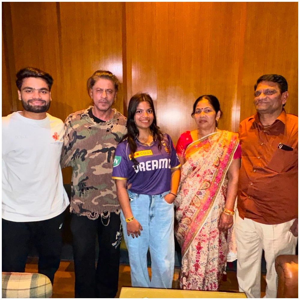 PIC: Shah Rukh Khan poses with KKR’s Rinku Singh and family; cricketer says ‘The ones who make my heart smile’
