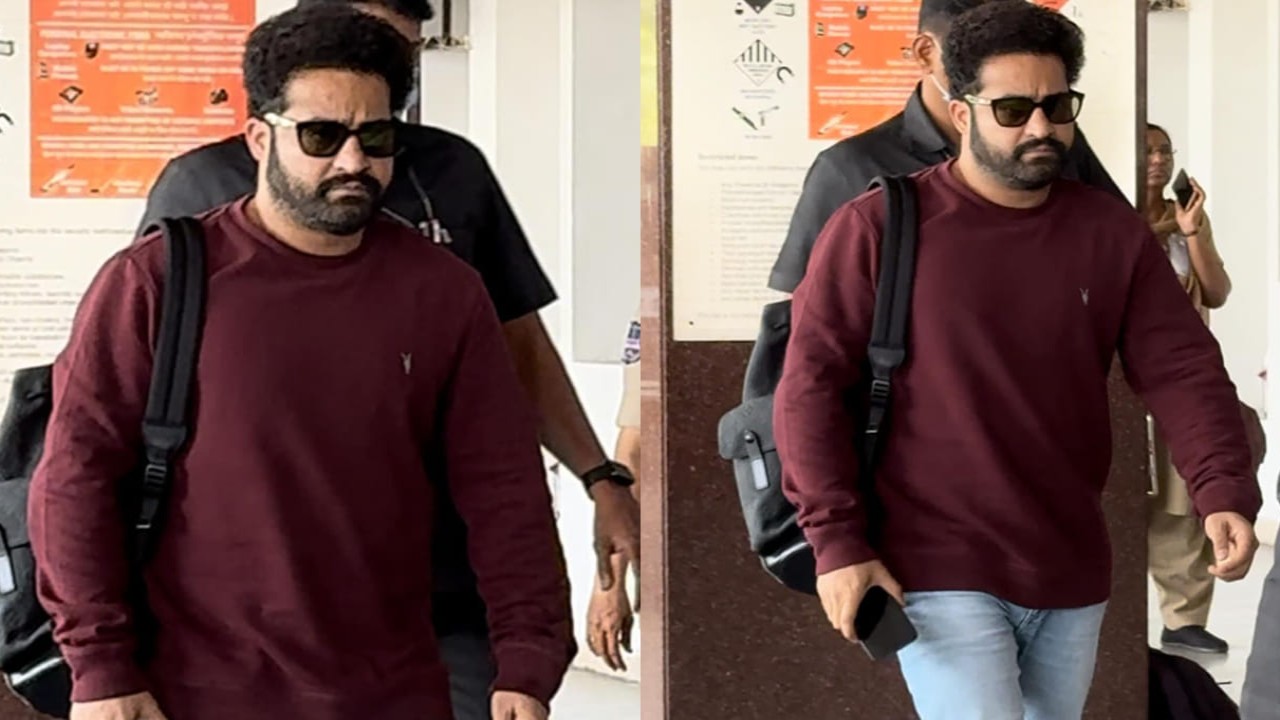 PHOTOS: Jr NTR proves simple is stylish as he is papped at Hyderabad airport in t-shirt and denims