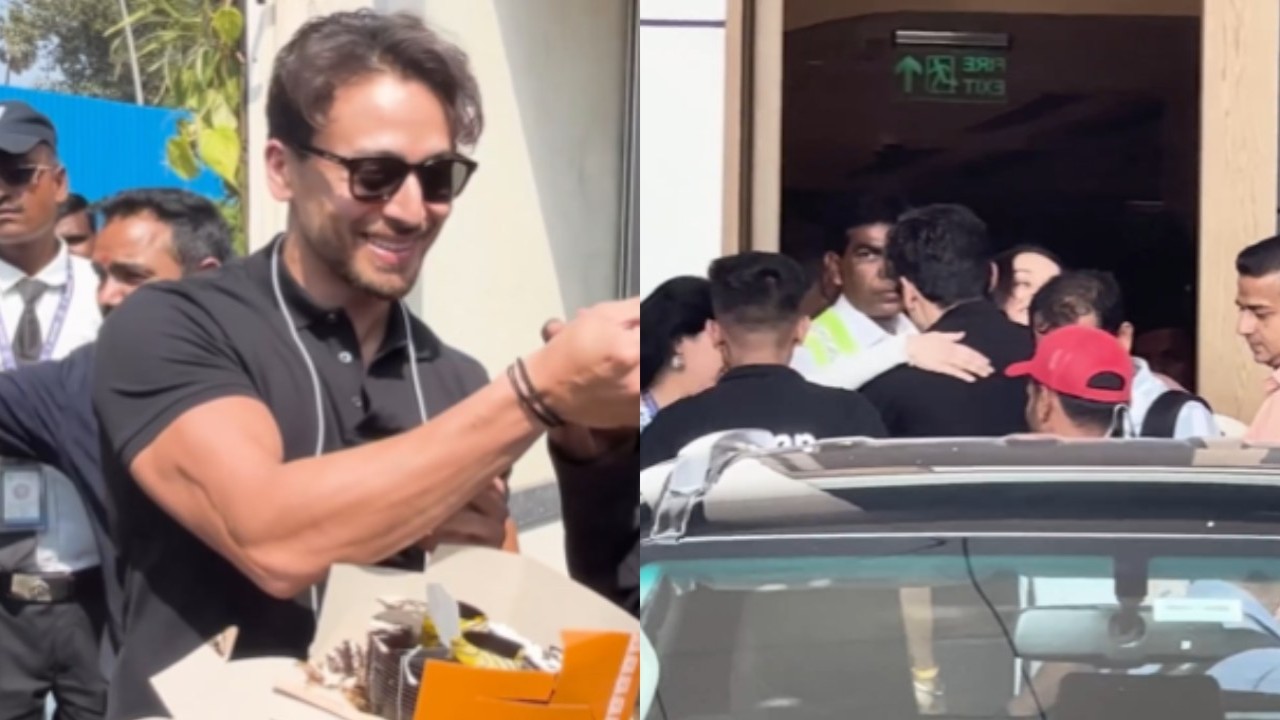 Tiger Shroff celebrates birthday with paps in Mumbai and Jamnagar; cuts cake at airport