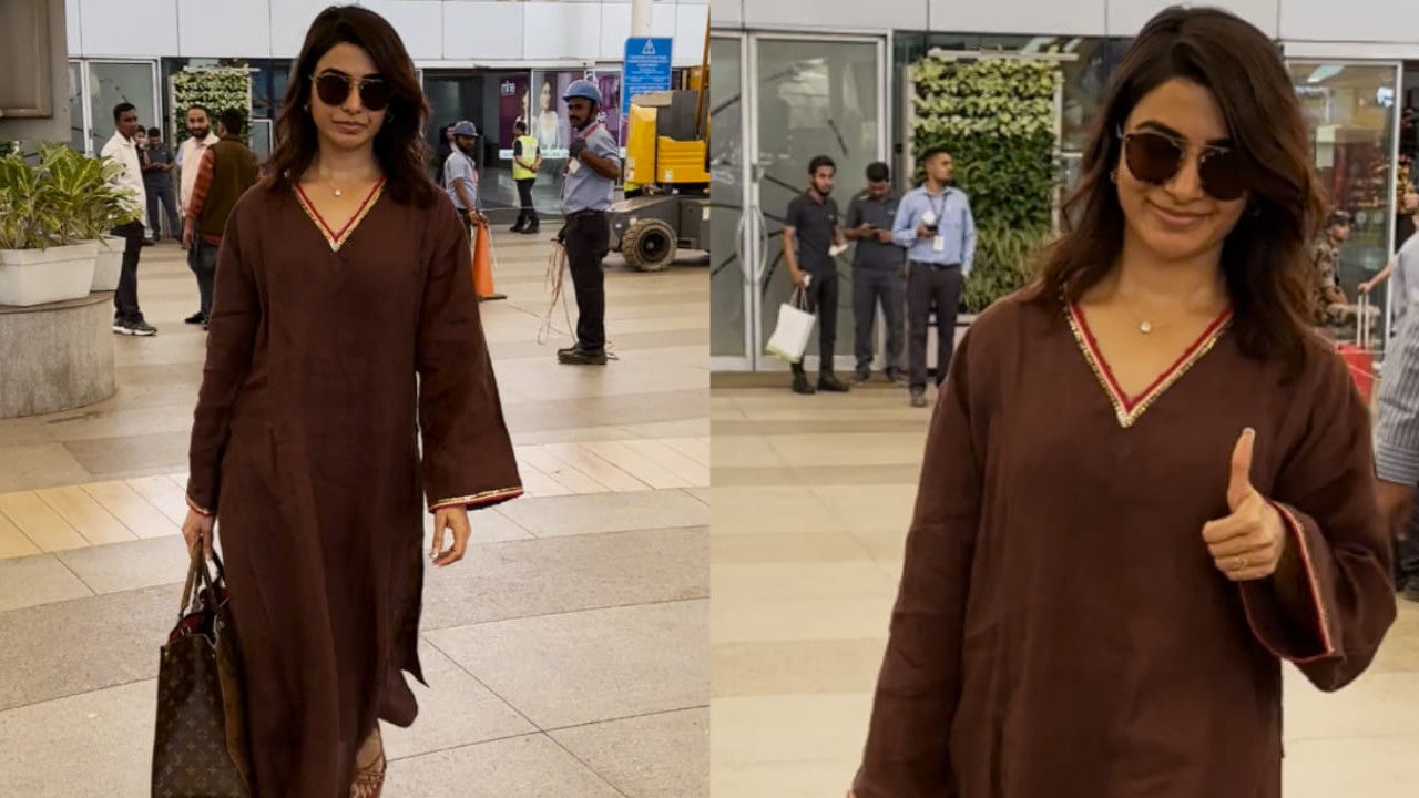 VIDEO: Samantha keeps her airport look comfy in kaftan style kurta set and Rs 2,73,000 LV bag; clicked in Mumbai