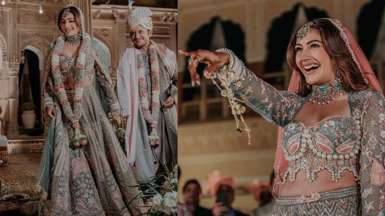 Surbhi Chandna’s heavily embellished pastel wedding lehenga ft pearls is NOT your usual bridal look