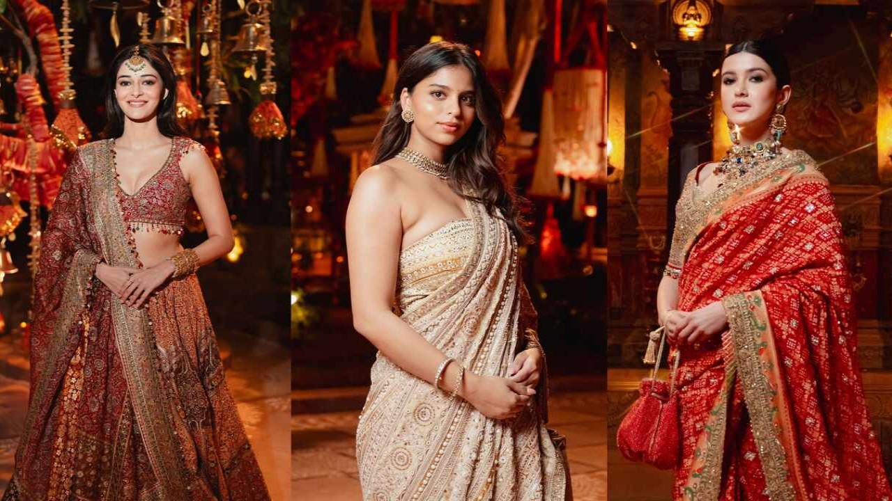 Suhana Khan, Shanaya Kapoor-Ananya Panday radiate traditional finery at Anant-Radhika’s Day 3 pre-wedding affair