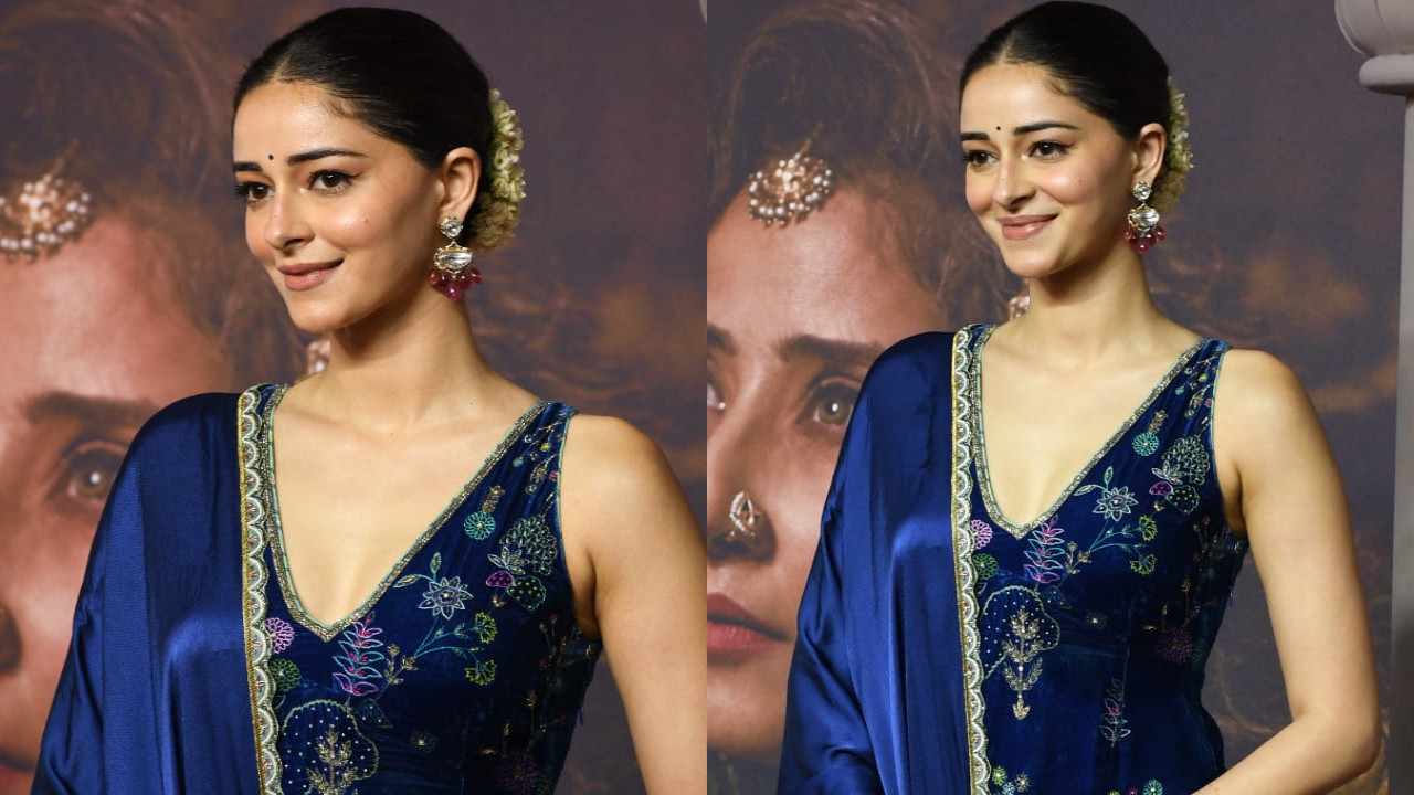 Ananya Panday wears velvet kurta in blue at Heeramandi premiere and it screams royalty