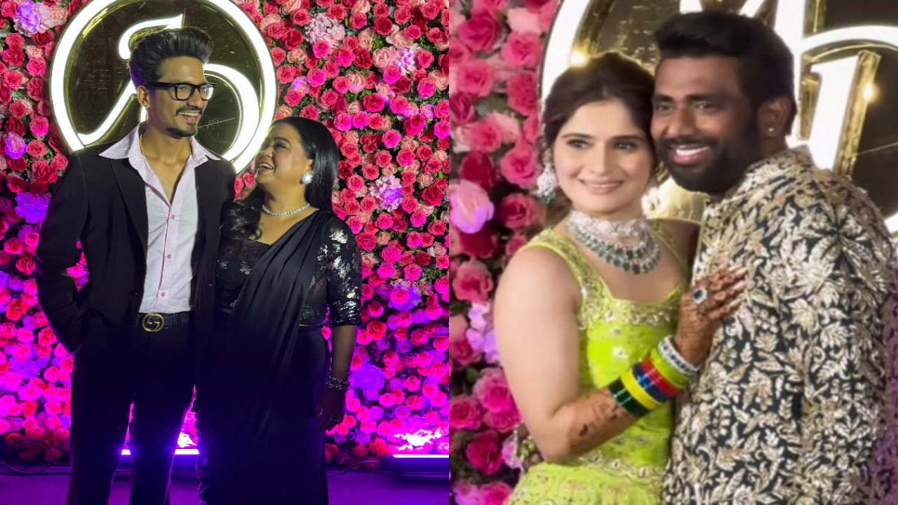 Bharti Singh and Haarsh Limbachiyaa twin in black as they attend Bigg Boss 13’s Arti Singh sangeet celebration