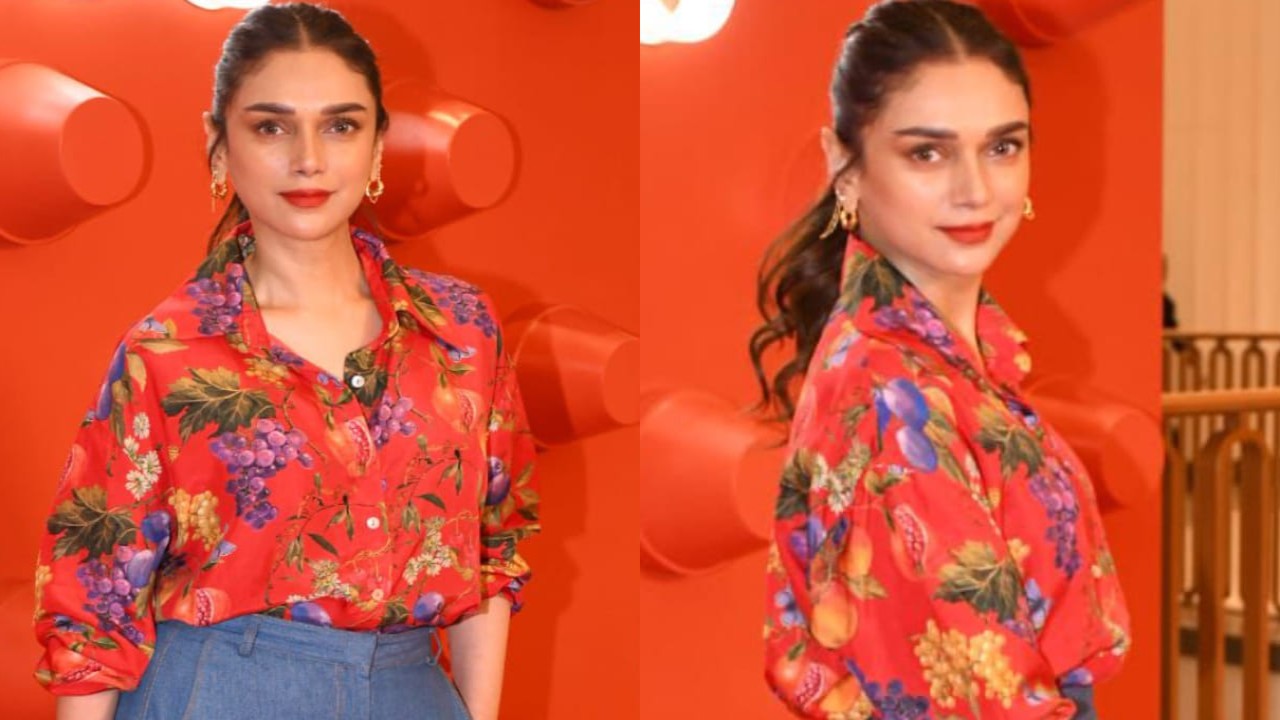 Aditi Rao Hydari in her red floral top and flared denim pants makes radiant entry into spring 