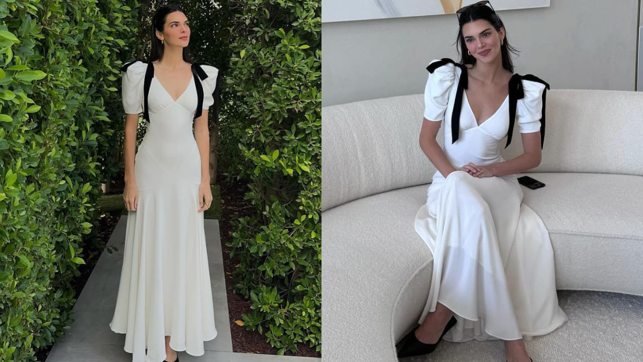 Η Kendall Jenner με λευκό φόρεμα Roderte