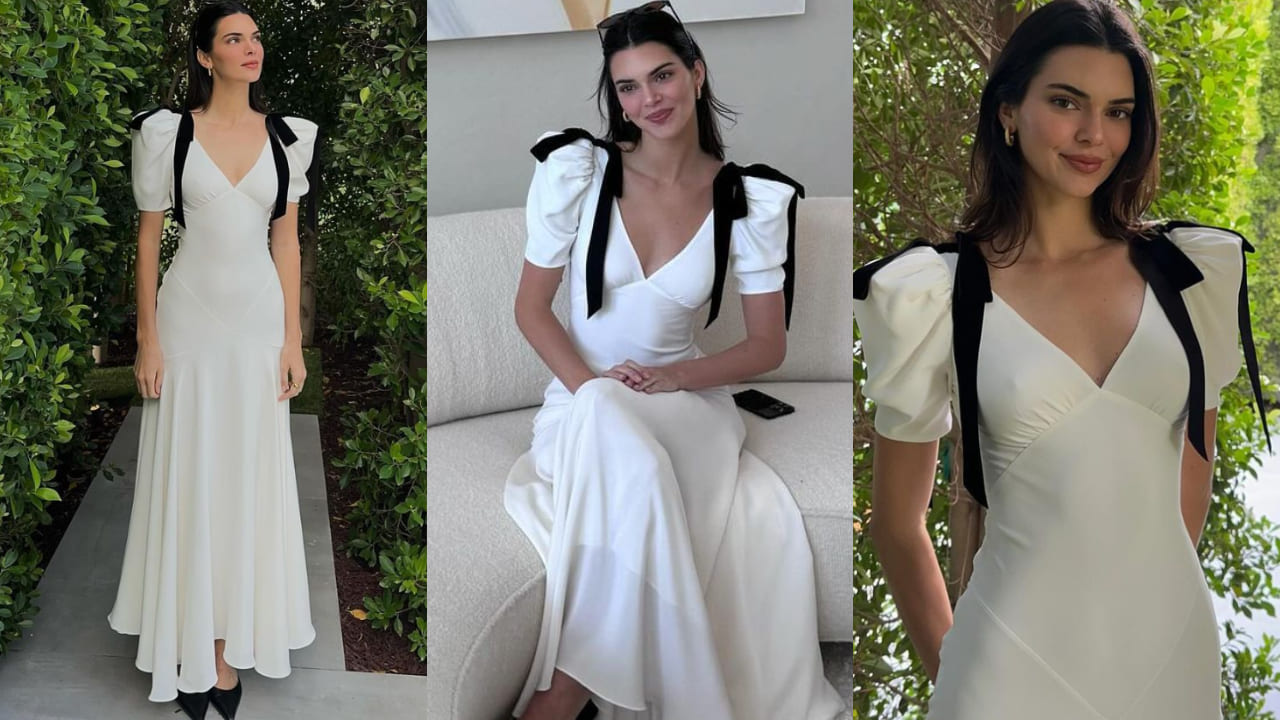 Η Kendall Jenner με λευκό φόρεμα Roderte