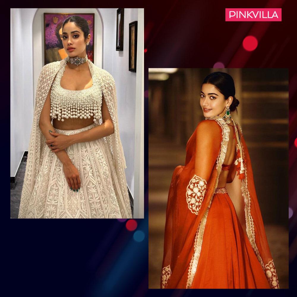 Lehenga dupatta draping styles that will lit your upcoming festivities ft. celebs like Rashmika Mandanna and Janhvi Kapoor