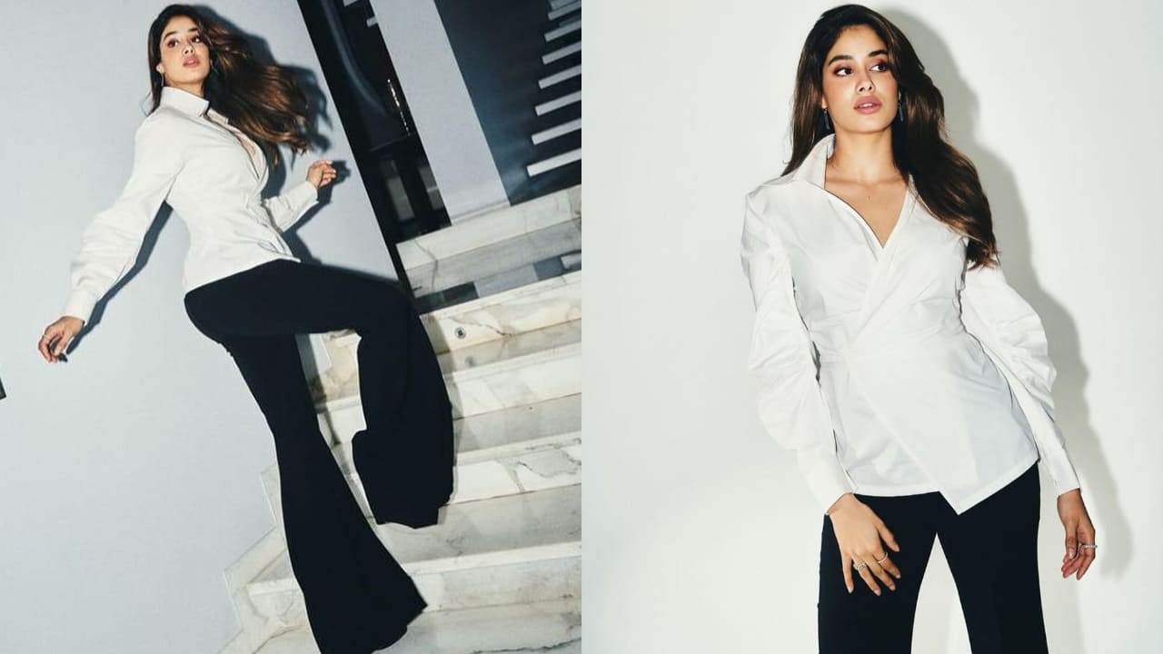 Janhvi Kapoor in white and black look 