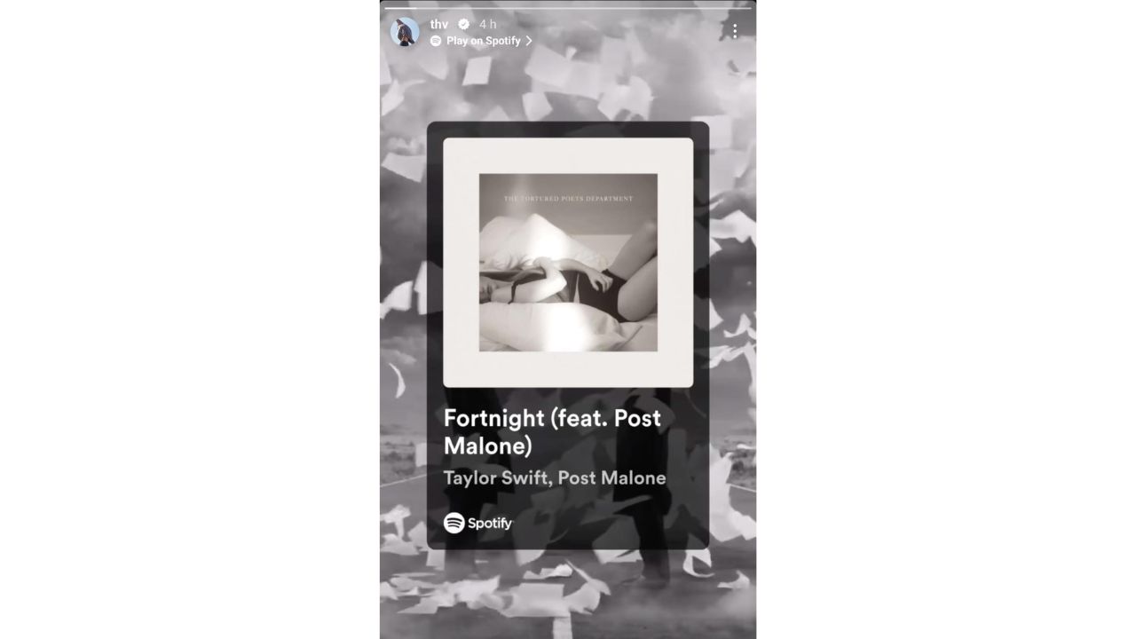 BTS' V shares Taylor Swift's Fortnight on Instagram myth BTS' V shares Taylor Swift's Fortnight on Instagram myth