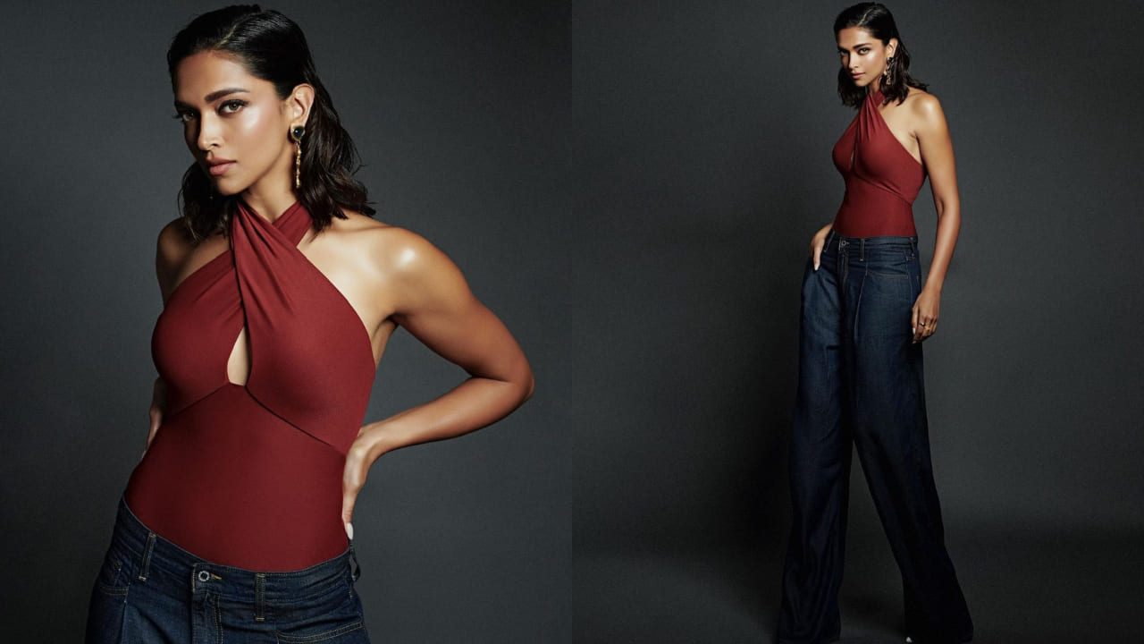 Deepika Padukone in wide leg pants and bodysuit 