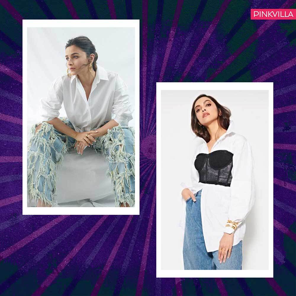 7 chic ways on how to style your oversized shirt that you can pull off from celebrities like Rashmika Mandanna, Alia Bhatt, and Deepika Padukone