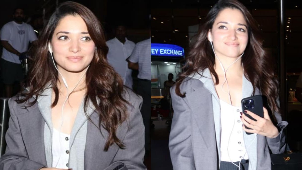 Tamannaah Bhatia oozes candor in grey blazer and wide-legged pants for recent airport look 