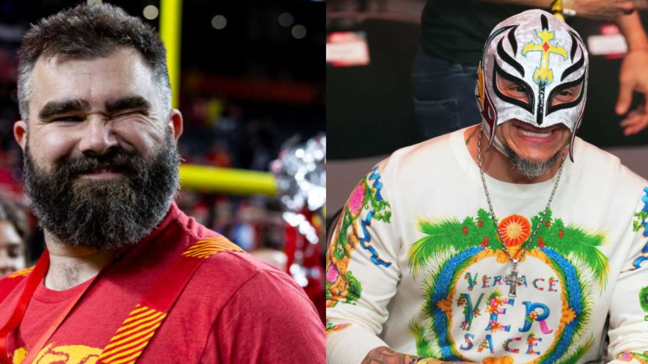 Fans React to Jason Kelce and Lane Johnson helping Rey Mysterio and Andrade win at WWE WrestleMania 40